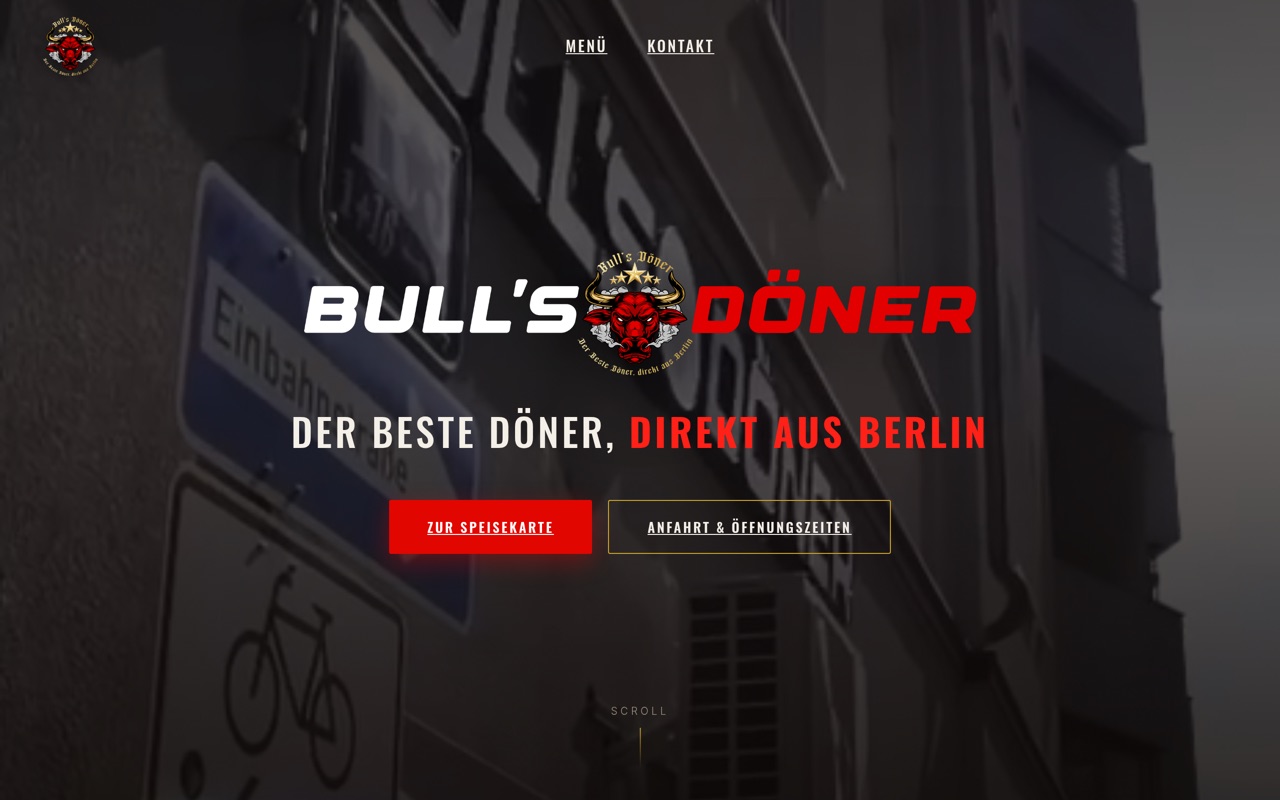 Website von Bull's Döner, erstellt von QiVelo